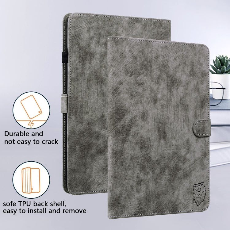 For Amazon Kindle Paperwhite 5  2023 2024 Tiger Pattern Flip Leather Tablet Case(Grey) - Amazon by PMC Jewellery | Online Shopping South Africa | PMC Jewellery | Buy Now Pay Later Mobicred