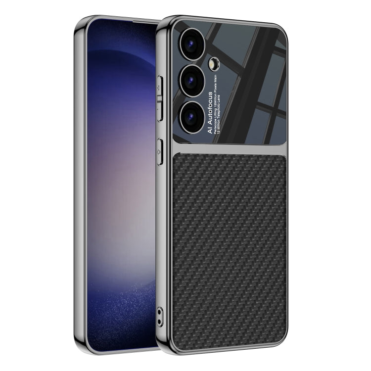 For Samsung Galaxy S24+ 5G GKK Plating TPU + Leather Full Coverage Phone Case(Carbon Fibre) - Galaxy Phone Cases by GKK | Online Shopping South Africa | PMC Jewellery | Buy Now Pay Later Mobicred