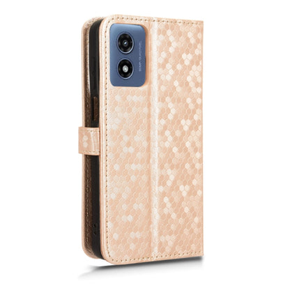 For Motorola Moto G Play 4G 2024 Honeycomb Dot Texture Leather Phone Case(Gold) - Motorola Cases by PMC Jewellery | Online Shopping South Africa | PMC Jewellery | Buy Now Pay Later Mobicred