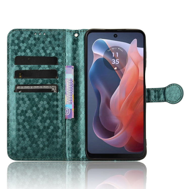 For Motorola Moto G Play 4G 2024 Honeycomb Dot Texture Leather Phone Case(Green) - Motorola Cases by PMC Jewellery | Online Shopping South Africa | PMC Jewellery | Buy Now Pay Later Mobicred