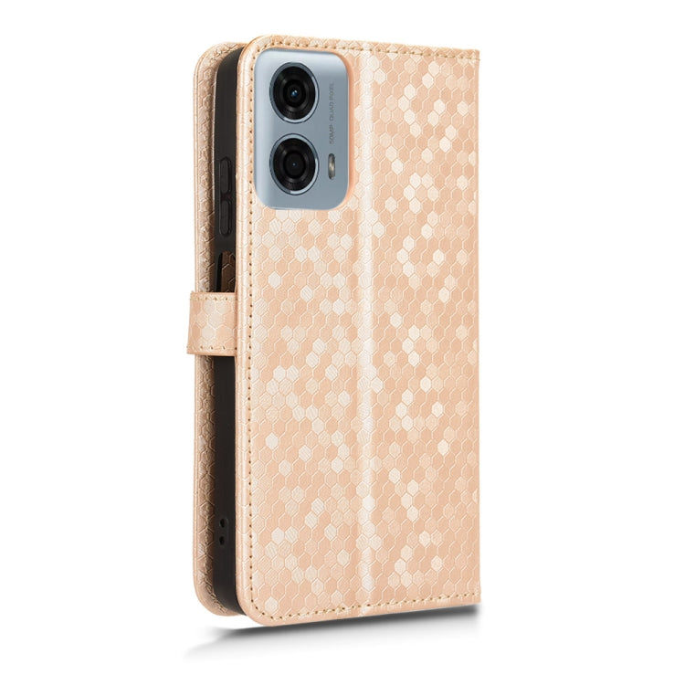 For Motorola Moto G Power 5G 2024 Honeycomb Dot Texture Leather Phone Case(Gold) - Motorola Cases by PMC Jewellery | Online Shopping South Africa | PMC Jewellery | Buy Now Pay Later Mobicred