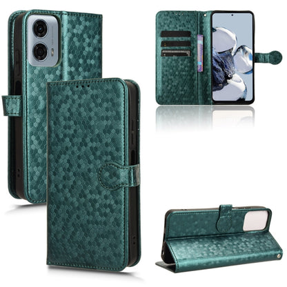 For Motorola Moto G Power 5G 2024 Honeycomb Dot Texture Leather Phone Case(Green) - Motorola Cases by PMC Jewellery | Online Shopping South Africa | PMC Jewellery | Buy Now Pay Later Mobicred