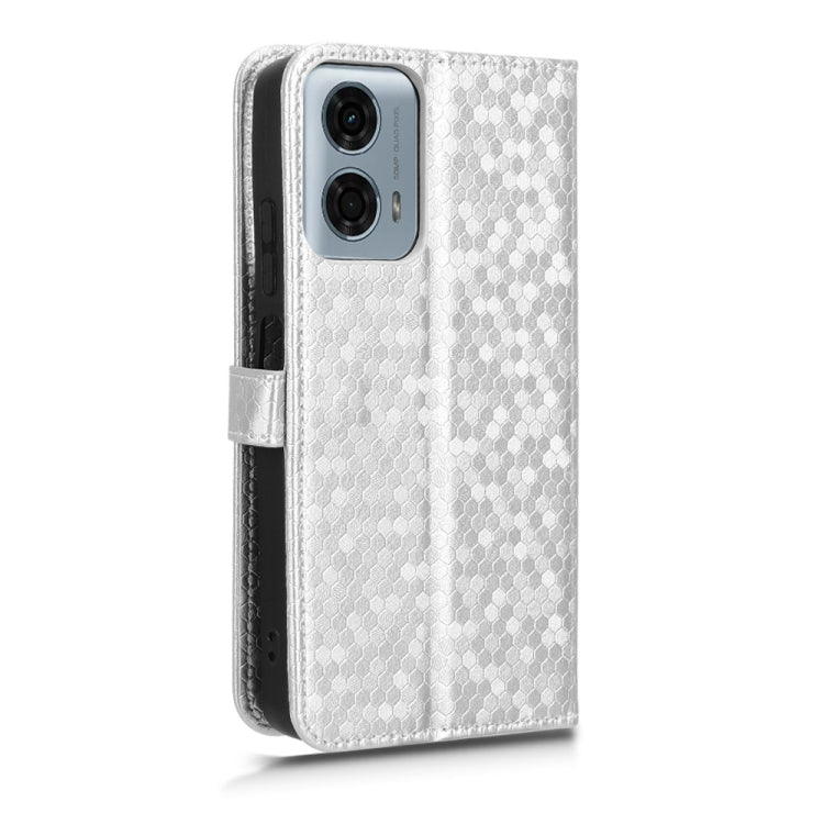 For Motorola Moto G Power 5G 2024 Honeycomb Dot Texture Leather Phone Case(Silver) - Motorola Cases by PMC Jewellery | Online Shopping South Africa | PMC Jewellery | Buy Now Pay Later Mobicred