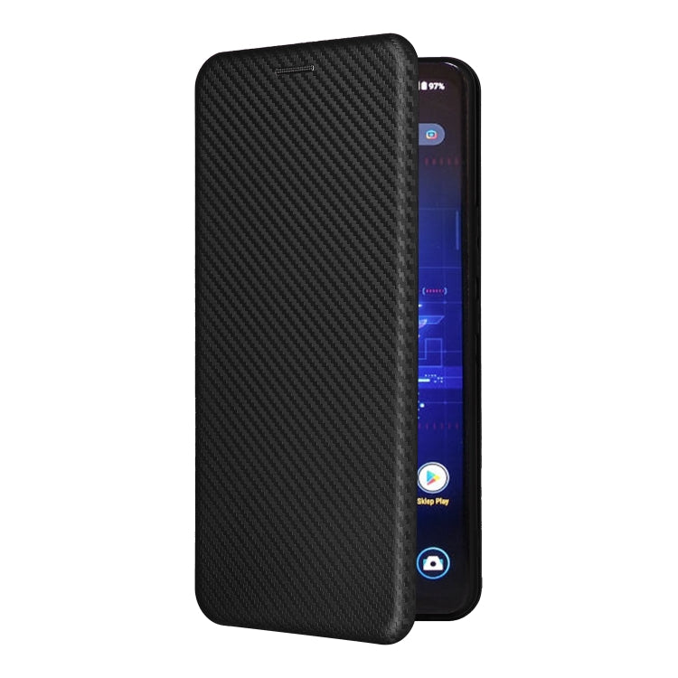 For ASUS ROG Phone 8 Pro Carbon Fiber Texture Flip Leather Phone Case(Black) - ASUS Cases by PMC Jewellery | Online Shopping South Africa | PMC Jewellery