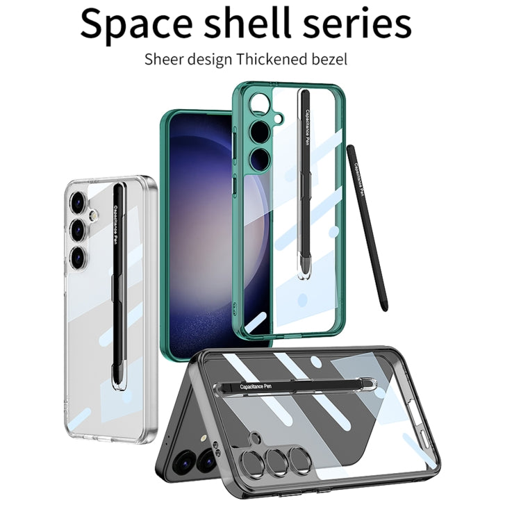 For Samsung Galaxy S24+ 5G GKK Space Frame Transparent PC + TPU Phone Case with Pen(Transparent Green) - Galaxy S24+ 5G Cases by GKK | Online Shopping South Africa | PMC Jewellery | Buy Now Pay Later Mobicred