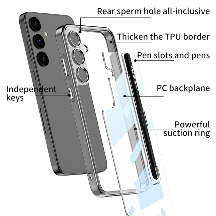 For Samsung Galaxy S24+ 5G GKK Space Frame Transparent PC + TPU Phone Case with Pen(Transparent) - Galaxy S24+ 5G Cases by GKK | Online Shopping South Africa | PMC Jewellery | Buy Now Pay Later Mobicred