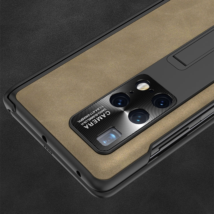 For Huawei Mate X2 GKK Integrated Frosted Leather HD Fold Hinge Phone Case with Holder(Black) - Huawei Cases by GKK | Online Shopping South Africa | PMC Jewellery | Buy Now Pay Later Mobicred