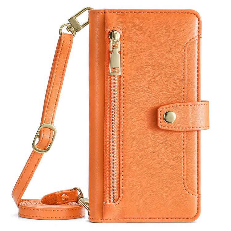 For Tecno Spark 30C 4G Sheep Texture Cross-body Zipper Wallet Leather Phone Case(Orange) - Tecno Cases by PMC TechLife | Online Shopping South Africa | PMC TechLife | Buy Now Pay Later Mobicred