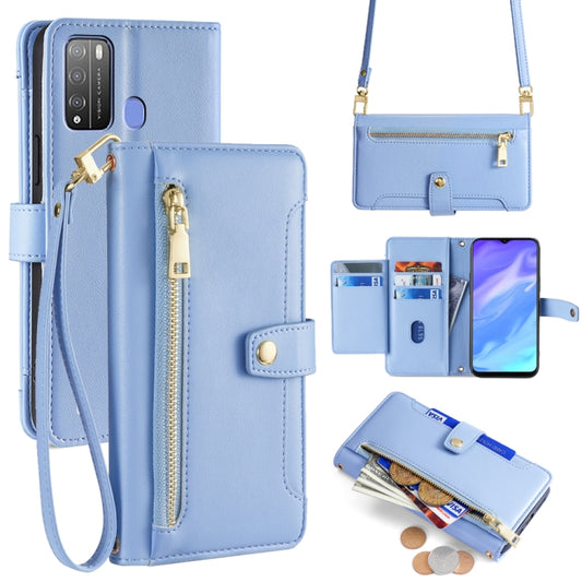 For Itel Vision 1 Pro Sheep Texture Cross-body Zipper Wallet Leather Phone Case(Blue) - More Brand by PMC Jewellery | Online Shopping South Africa | PMC Jewellery | Buy Now Pay Later Mobicred