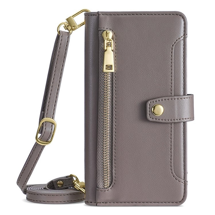 For Itel A50C 4G Sheep Texture Cross-body Zipper Wallet Leather Phone Case(Grey) - More Brand by PMC TechLife | Online Shopping South Africa | PMC TechLife | Buy Now Pay Later Mobicred