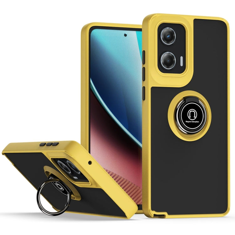 For Motorola Moto G Stylus 5G 2024 Q Shadow 1 Series TPU + PC Phone Case with Ring(Yellow) - Motorola Cases by PMC Jewellery | Online Shopping South Africa | PMC Jewellery | Buy Now Pay Later Mobicred