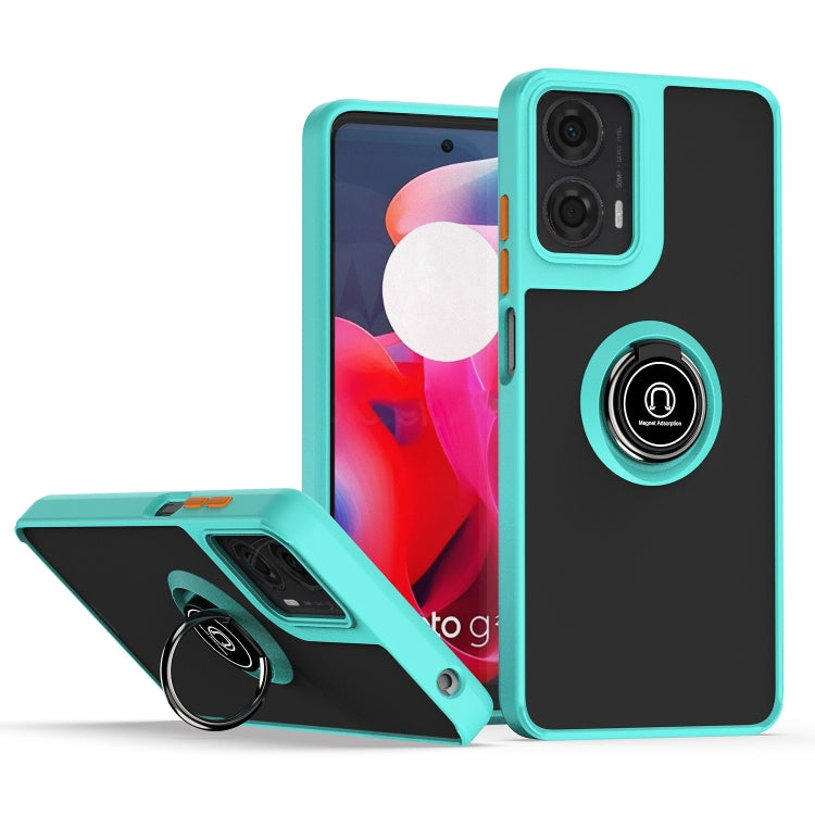 For Motorola Moto G24 / G04 Q Shadow 1 Series TPU + PC Phone Case with Ring(Sky Blue) - Motorola Cases by PMC Jewellery | Online Shopping South Africa | PMC Jewellery | Buy Now Pay Later Mobicred