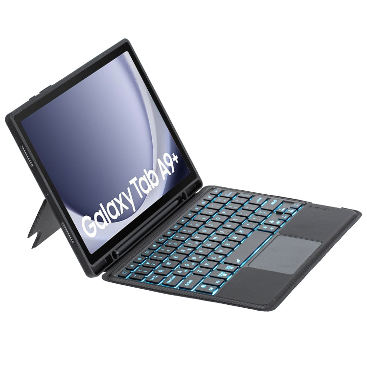 For Samsung Galaxy Tab A9+ X210 TA09B-AS Pen Tray Style Detachable Bluetooth Keyboard Leather Case with Touch Backlight(Black) - Samsung Keyboard by PMC Jewellery | Online Shopping South Africa | PMC Jewellery