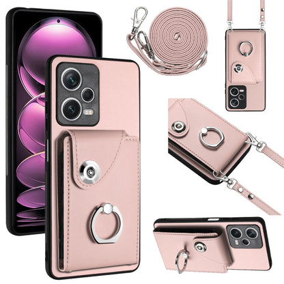 For Xiaomi Redmi Note 12 Pro+ 5G Global Organ Card Bag Ring Holder Phone Case with Long Lanyard(Pink) - Xiaomi Cases by PMC Jewellery | Online Shopping South Africa | PMC Jewellery | Buy Now Pay Later Mobicred