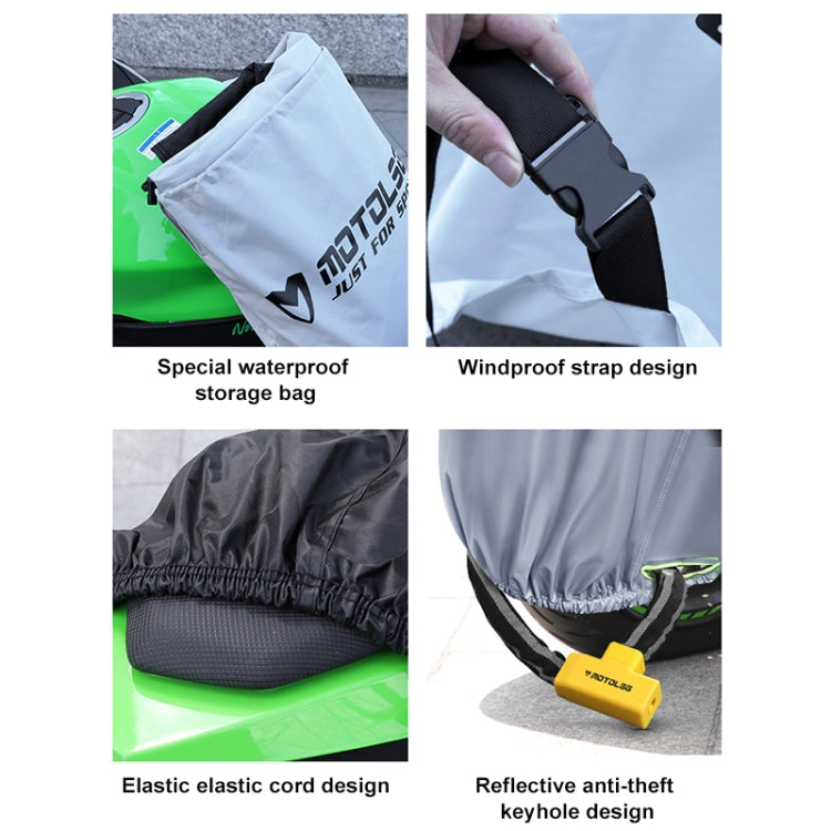 MOTOLSG Motorcycle Waterproof Sunproof Dustproof Thickening Cover, Size:XL(Silver Black) - Raincoat by MOTOLSG | Online Shopping South Africa | PMC Jewellery | Buy Now Pay Later Mobicred