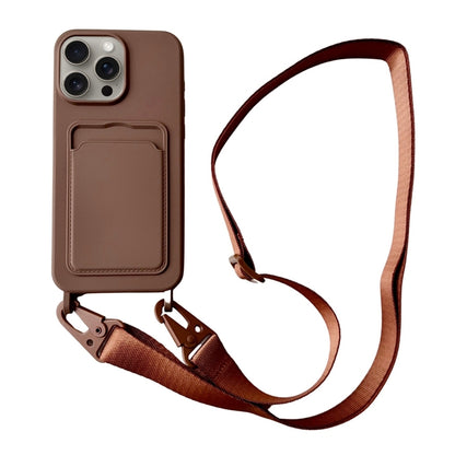 For iPhone 16 Pro Card Slot Liquid Silicone Phone Case with Lanyard(Coffee) - iPhone 16 Pro Cases by PMC Jewellery | Online Shopping South Africa | PMC Jewellery | Buy Now Pay Later Mobicred