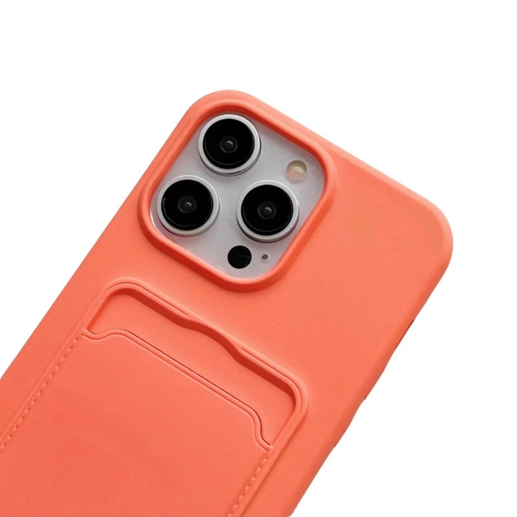 For iPhone 11 Card Slot Liquid Silicone Phone Case with Lanyard(Orange) - iPhone 11 Cases by PMC Jewellery | Online Shopping South Africa | PMC Jewellery