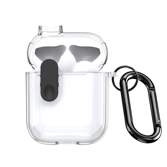 For AirPods 1/2 DUX DUCIS PECL Series Split Transparent Earphone Case with Hook(Transparent Black) - For AirPods 1/2 by DUX DUCIS | Online Shopping South Africa | PMC Jewellery | Buy Now Pay Later Mobicred