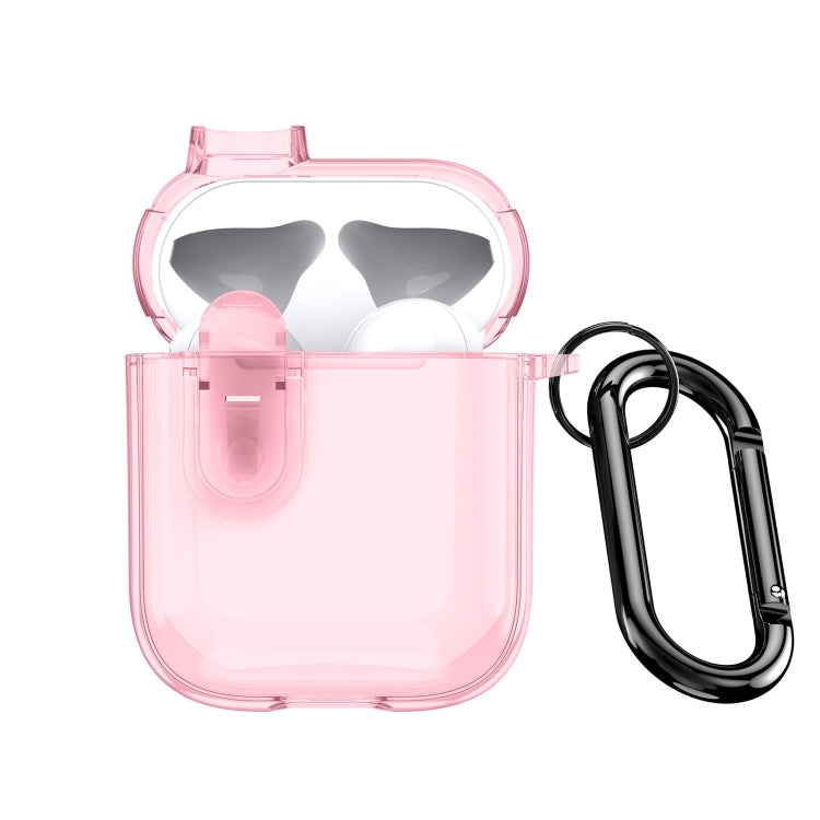 For AirPods 1/2 DUX DUCIS PECL Series Split Transparent Earphone Case with Hook(Pink) - For AirPods 1/2 by DUX DUCIS | Online Shopping South Africa | PMC Jewellery | Buy Now Pay Later Mobicred