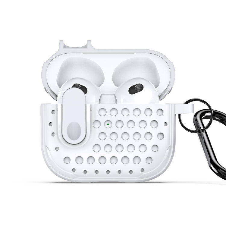 For AirPods 3 DUX DUCIS PECM Series Split Peak Hollow Earphone Case with Hook(White) - For AirPods 3 by DUX DUCIS | Online Shopping South Africa | PMC Jewellery | Buy Now Pay Later Mobicred