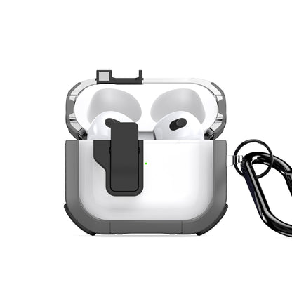 For AirPods 3 DUX DUCIS PECN Series Split Two-color Transparent Earphone Case with Hook(Grey Black) - For AirPods 3 by DUX DUCIS | Online Shopping South Africa | PMC Jewellery | Buy Now Pay Later Mobicred