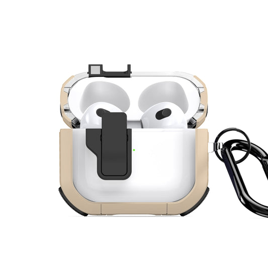 For AirPods 3 DUX DUCIS PECN Series Split Two-color Transparent Earphone Case with Hook(Gold Black) - For AirPods 3 by DUX DUCIS | Online Shopping South Africa | PMC Jewellery | Buy Now Pay Later Mobicred