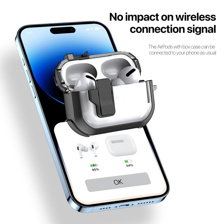 For AirPods 1/2 DUX DUCIS PECN Series Split Two-color Transparent Earphone Case with Hook(White Black) - For AirPods 1/2 by DUX DUCIS | Online Shopping South Africa | PMC Jewellery | Buy Now Pay Later Mobicred