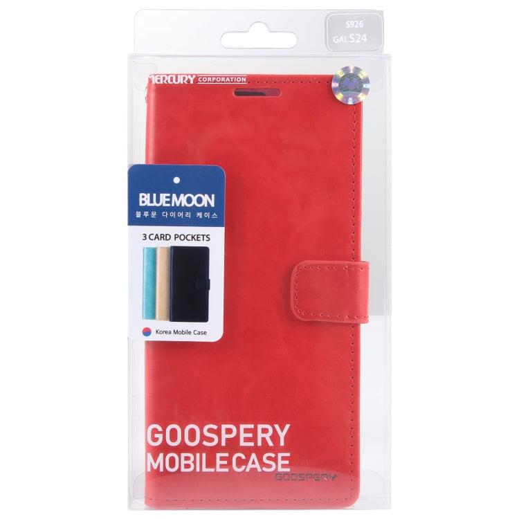 For Samsung Galaxy S24 5G GOOSPERY BLUE MOON Crazy Horse Texture Leather Phone Case(Red) - Galaxy S24 5G Cases by GOOSPERY | Online Shopping South Africa | PMC Jewellery | Buy Now Pay Later Mobicred