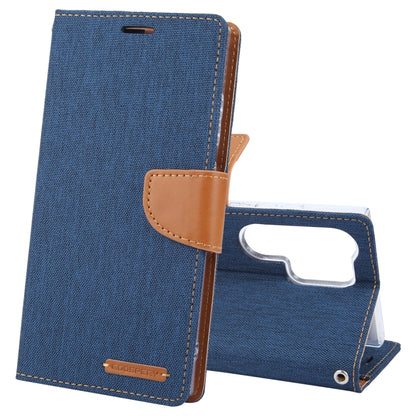 For Samsung Galaxy S24 Ultra 5G GOOSPERY CANVAS DIARY Fabric Texture Flip Leather Phone Case(Navy Blue) - Galaxy S24 Ultra 5G Cases by GOOSPERY | Online Shopping South Africa | PMC Jewellery | Buy Now Pay Later Mobicred