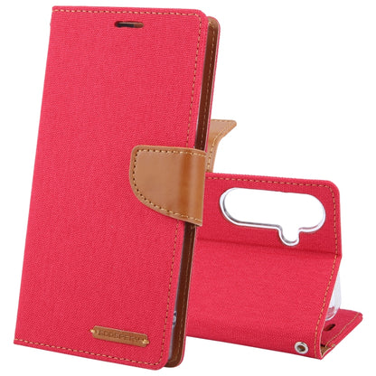 For Samsung Galaxy S24+ 5G GOOSPERY CANVAS DIARY Fabric Texture Flip Leather Phone Case(Red) - Galaxy S24+ 5G Cases by GOOSPERY | Online Shopping South Africa | PMC Jewellery | Buy Now Pay Later Mobicred