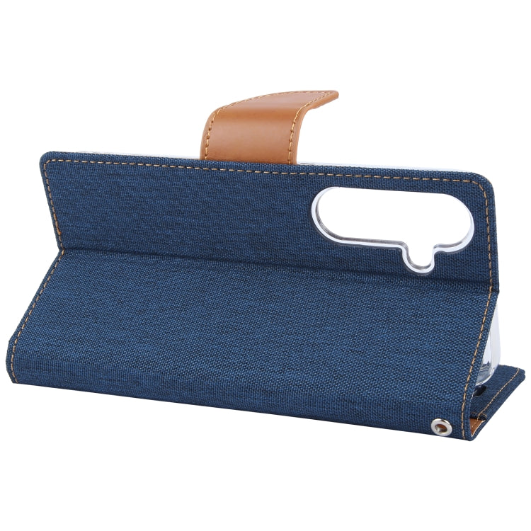 For Samsung Galaxy S24 5G GOOSPERY CANVAS DIARY Fabric Texture Flip Leather Phone Case(Navy Blue) - Galaxy S24 5G Cases by GOOSPERY | Online Shopping South Africa | PMC Jewellery | Buy Now Pay Later Mobicred