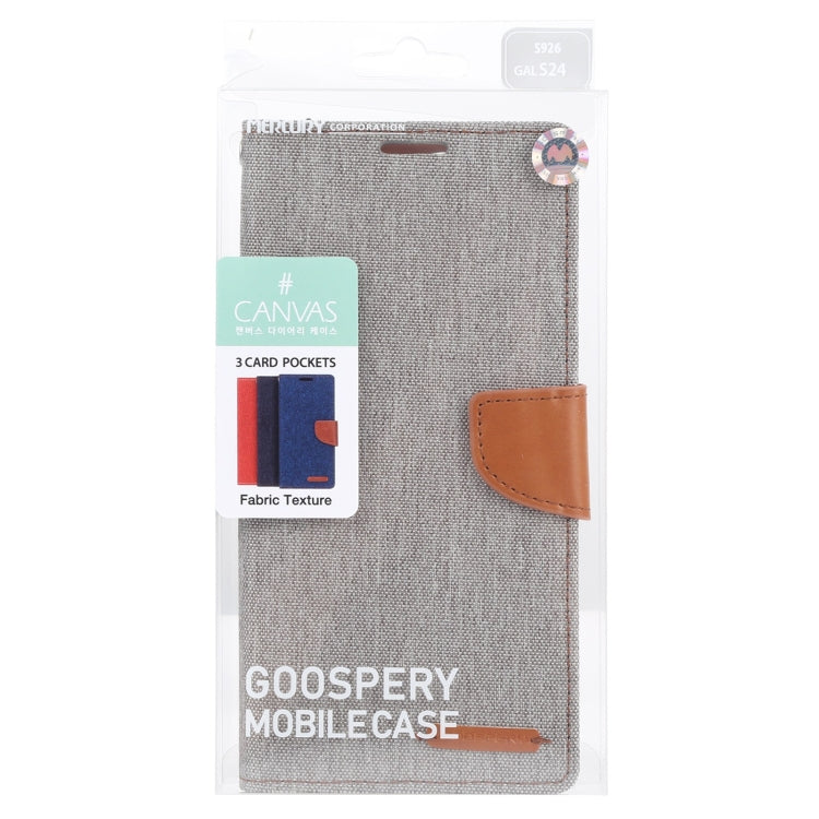 For Samsung Galaxy S24 5G GOOSPERY CANVAS DIARY Fabric Texture Flip Leather Phone Case(Grey) - Galaxy S24 5G Cases by GOOSPERY | Online Shopping South Africa | PMC Jewellery | Buy Now Pay Later Mobicred