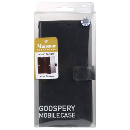 For Samsung Galaxy S24 Ultra 5G GOOSPERY MANSOOR DIARY 9 Card Slots Leather Phone Case(Black) - Galaxy S24 Ultra 5G Cases by GOOSPERY | Online Shopping South Africa | PMC Jewellery | Buy Now Pay Later Mobicred