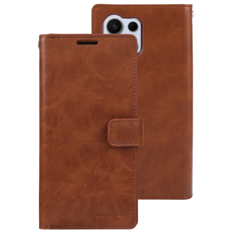 For Samsung Galaxy S24 Ultra 5G GOOSPERY MANSOOR DIARY 9 Card Slots Leather Phone Case(Brown) - Galaxy S24 Ultra 5G Cases by GOOSPERY | Online Shopping South Africa | PMC Jewellery | Buy Now Pay Later Mobicred