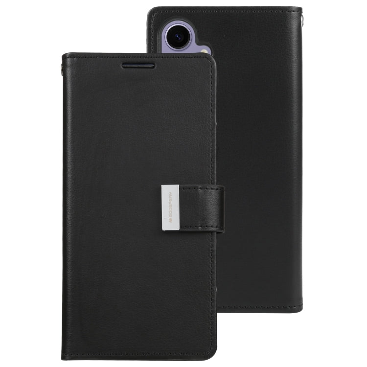 For Samsung Galaxy S24+ 5G GOOSPERY RICH DIARY Crazy Horse Texture Leather Phone Case(Black) - Galaxy S24+ 5G Cases by GOOSPERY | Online Shopping South Africa | PMC Jewellery | Buy Now Pay Later Mobicred