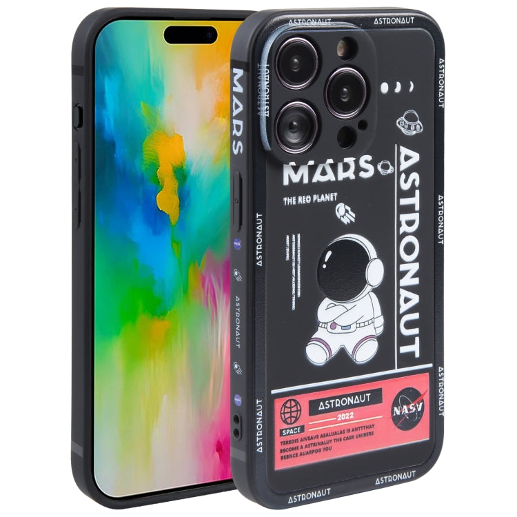 For iPhone 16 Pro Max Astronaut Pattern Silicone Straight Edge Phone Case(Mars Astronaut-Black) - iPhone 16 Pro Max Cases by PMC Jewellery | Online Shopping South Africa | PMC Jewellery | Buy Now Pay Later Mobicred