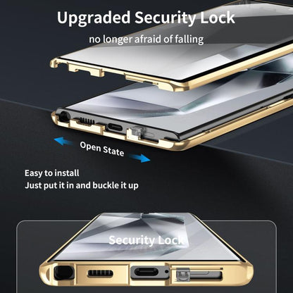 For Samsung Galaxy S25 Ultra 5G MagSafe Magnetic HD Frosted Tempered Glass Holder Phone Case(Gold) - Galaxy S25 Ultra 5G Cases by PMC Jewellery | Online Shopping South Africa | PMC Jewellery | Buy Now Pay Later Mobicred