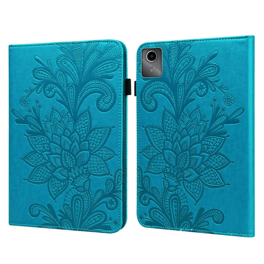 For Lenovo Tab M11 / Xiaoxin Pad 11 2024 Lace Flower Embossing Pattern Leather Tablet Case(Blue) - Lenovo by PMC Jewellery | Online Shopping South Africa | PMC Jewellery | Buy Now Pay Later Mobicred