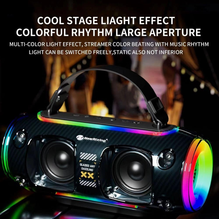 New Rixing NR8806 Portable Outdoor Wireless Bluetooth Speaker RGB Colorful Subwoofer, Style:Dual Mic(Blue) - Desktop Speaker by NewRixing | Online Shopping South Africa | PMC Jewellery | Buy Now Pay Later Mobicred