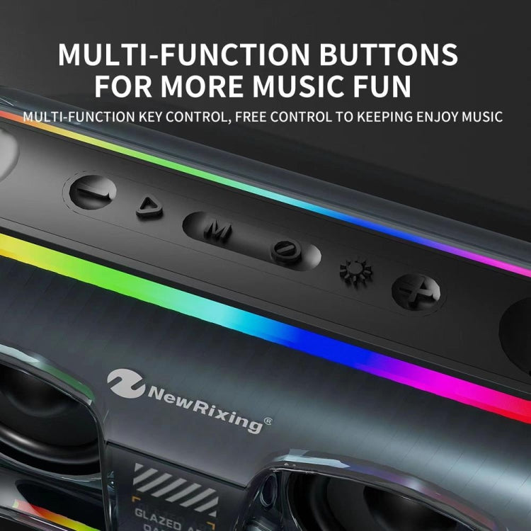 New Rixing NR8806 Portable Outdoor Wireless Bluetooth Speaker RGB Colorful Subwoofer, Style:Without Mic(Black) - free shipping - PMC Jewellery - Order now!