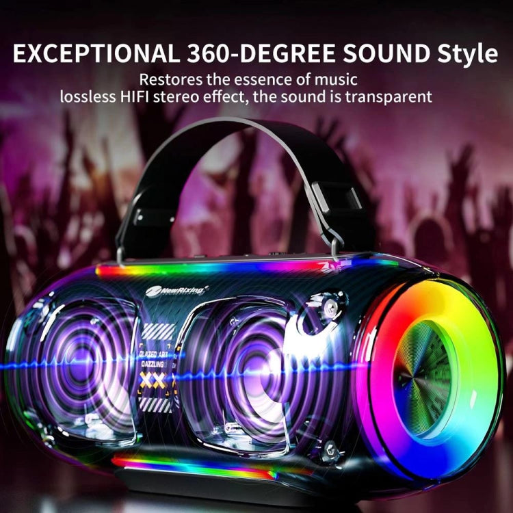 New Rixing NR8806 Portable Outdoor Wireless Bluetooth Speaker RGB Colorful Subwoofer, Style:Single Mic(Black) - Desktop Speaker by NewRixing | Online Shopping South Africa | PMC Jewellery | Buy Now Pay Later Mobicred