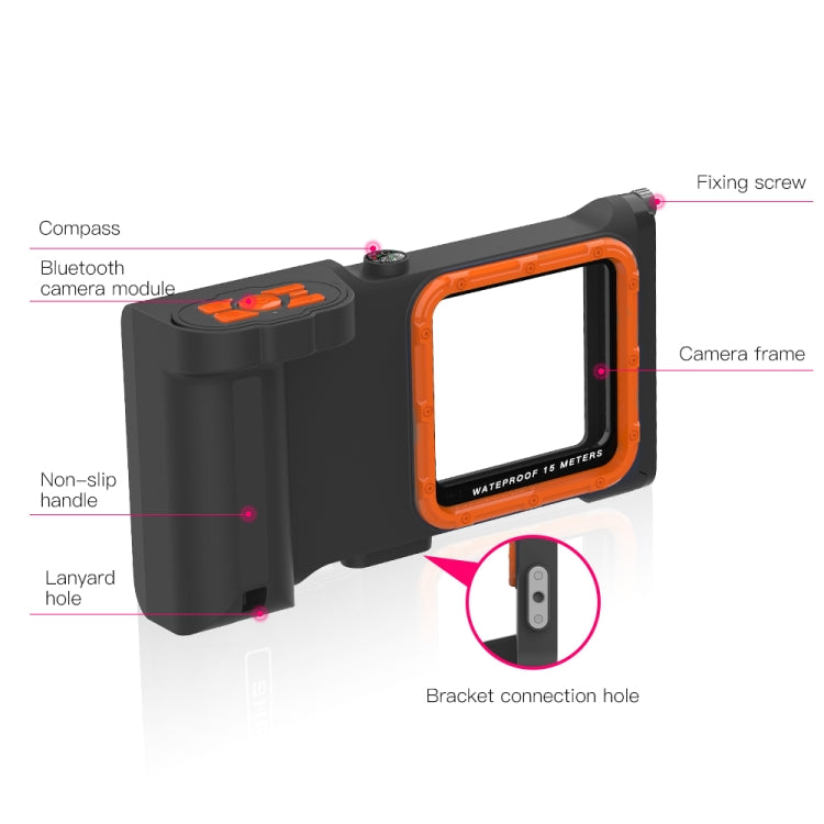Diving Shell Gen3 Bluetooth Waterproof Phone Case(Black Orange) - Waterproof Bag by PMC TechLife | Online Shopping South Africa | PMC TechLife | Buy Now Pay Later Mobicred