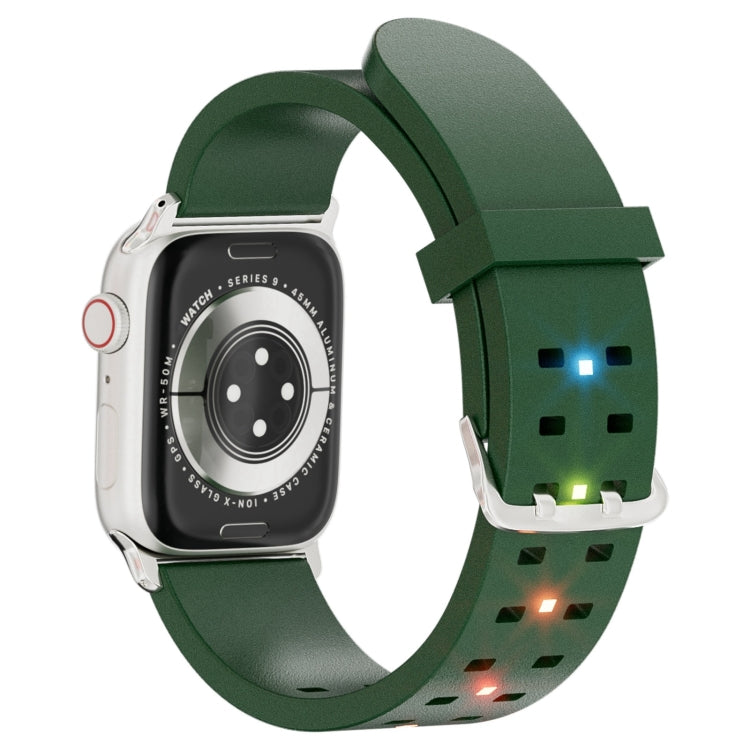 For Apple Watch SE 2023 44mm Luminous Colorful Light Silicone Watch Band(Green) - Watch Bands by PMC Jewellery | Online Shopping South Africa | PMC Jewellery