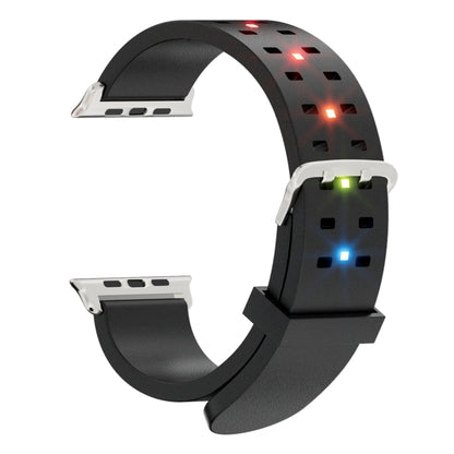 For Apple Watch SE 2023 44mm Luminous Colorful Light Silicone Watch Band(Black) - Watch Bands by PMC Jewellery | Online Shopping South Africa | PMC Jewellery