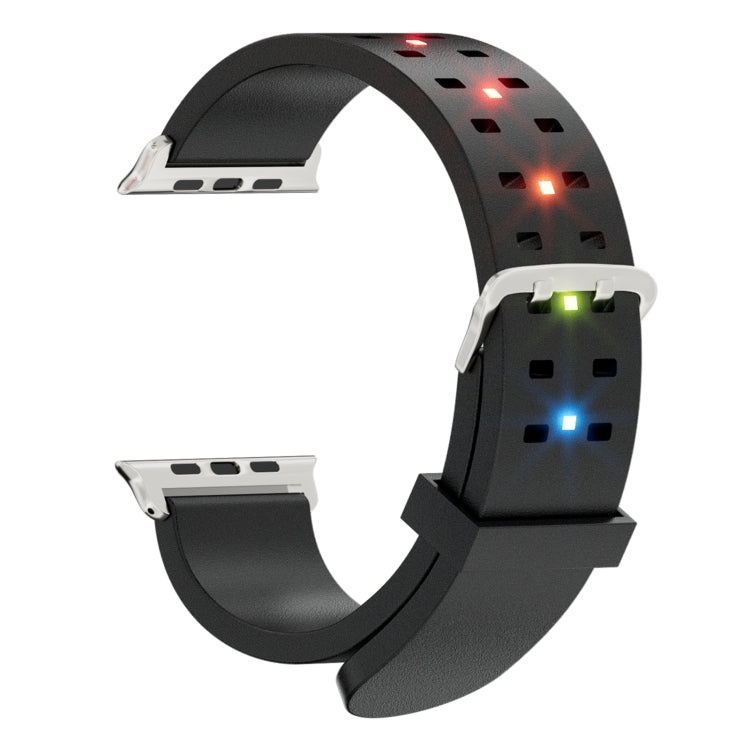 For Apple Watch Series 9 41mm Luminous Colorful Light Silicone Watch Band(Black) - Watch Bands by PMC Jewellery | Online Shopping South Africa | PMC Jewellery