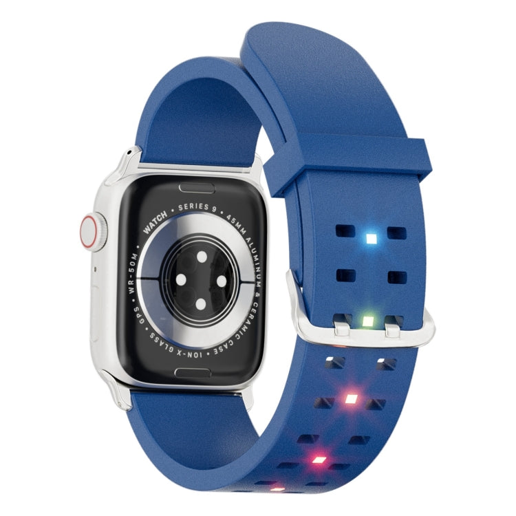 For Apple Watch Series 9 41mm Luminous Colorful Light Silicone Watch Band(Blue) - Watch Bands by PMC Jewellery | Online Shopping South Africa | PMC Jewellery