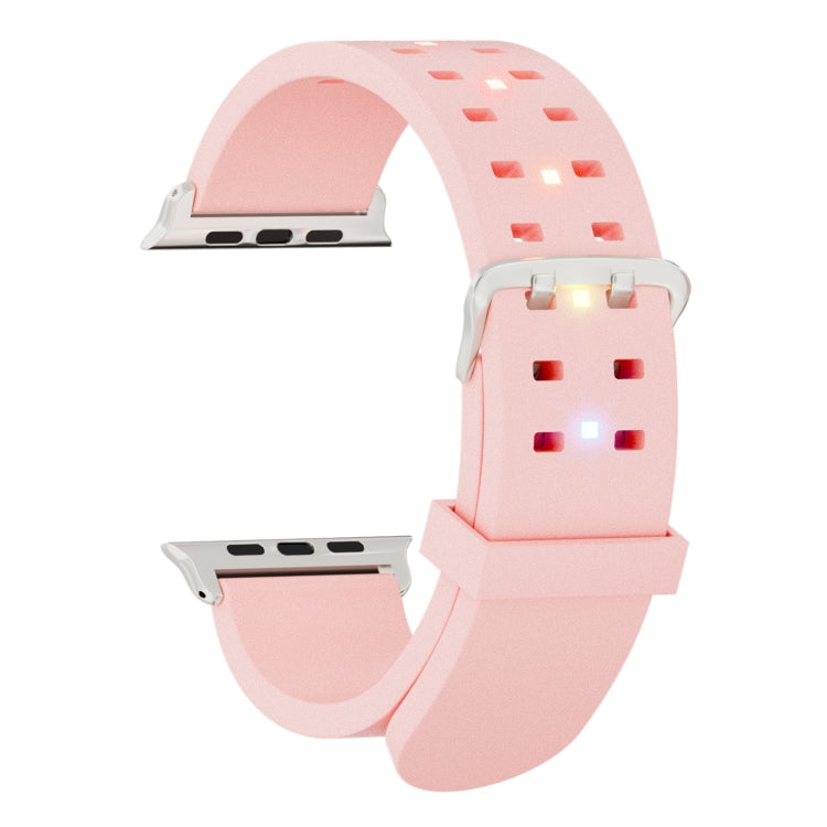 For Apple Watch Series 8 45mm Luminous Colorful Light Silicone Watch Band(Pink) - Watch Bands by PMC Jewellery | Online Shopping South Africa | PMC Jewellery