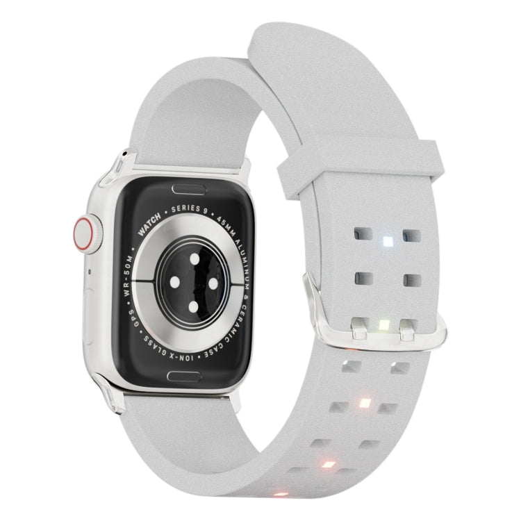 For Apple Watch 42mm Luminous Colorful Light Silicone Watch Band(Light Grey) - Watch Bands by PMC TechLife | Online Shopping South Africa | PMC TechLife