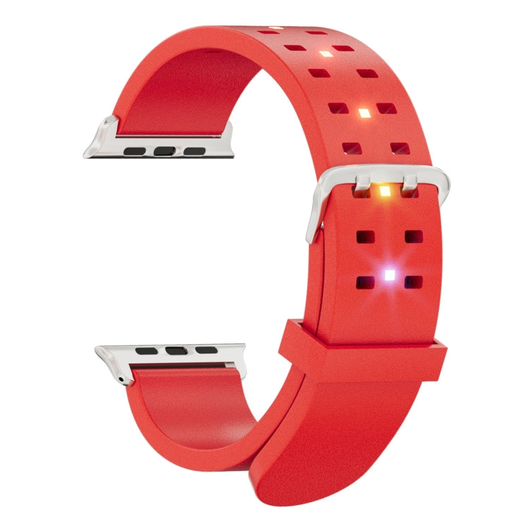 For Apple Watch 42mm Luminous Colorful Light Silicone Watch Band(Red) - Watch Bands by PMC Jewellery | Online Shopping South Africa | PMC Jewellery