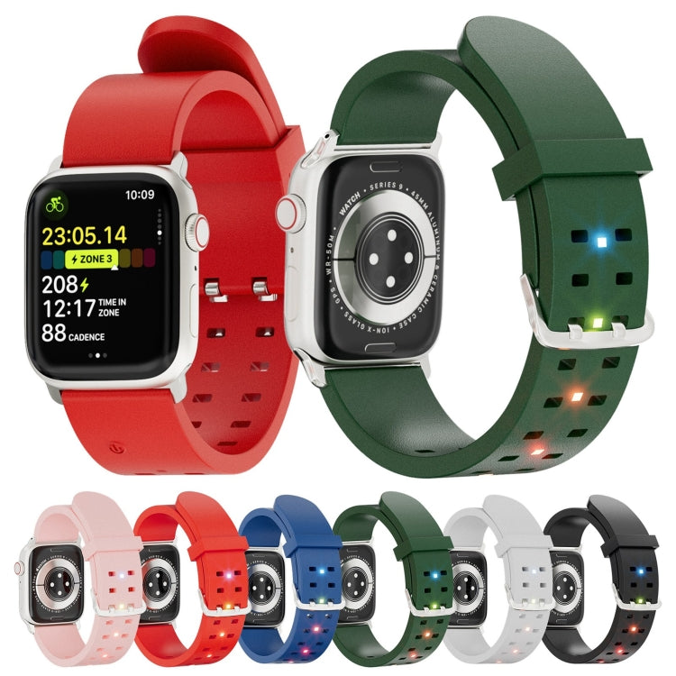For Apple Watch 42mm Luminous Colorful Light Silicone Watch Band(Light Grey) - Watch Bands by PMC TechLife | Online Shopping South Africa | PMC TechLife
